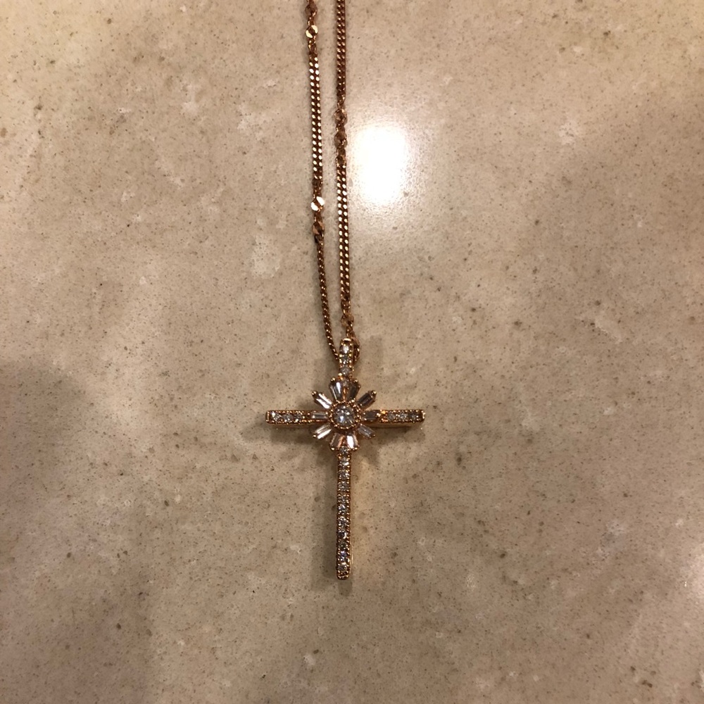 Rose Gold Emmy Loudon Cross Necklace